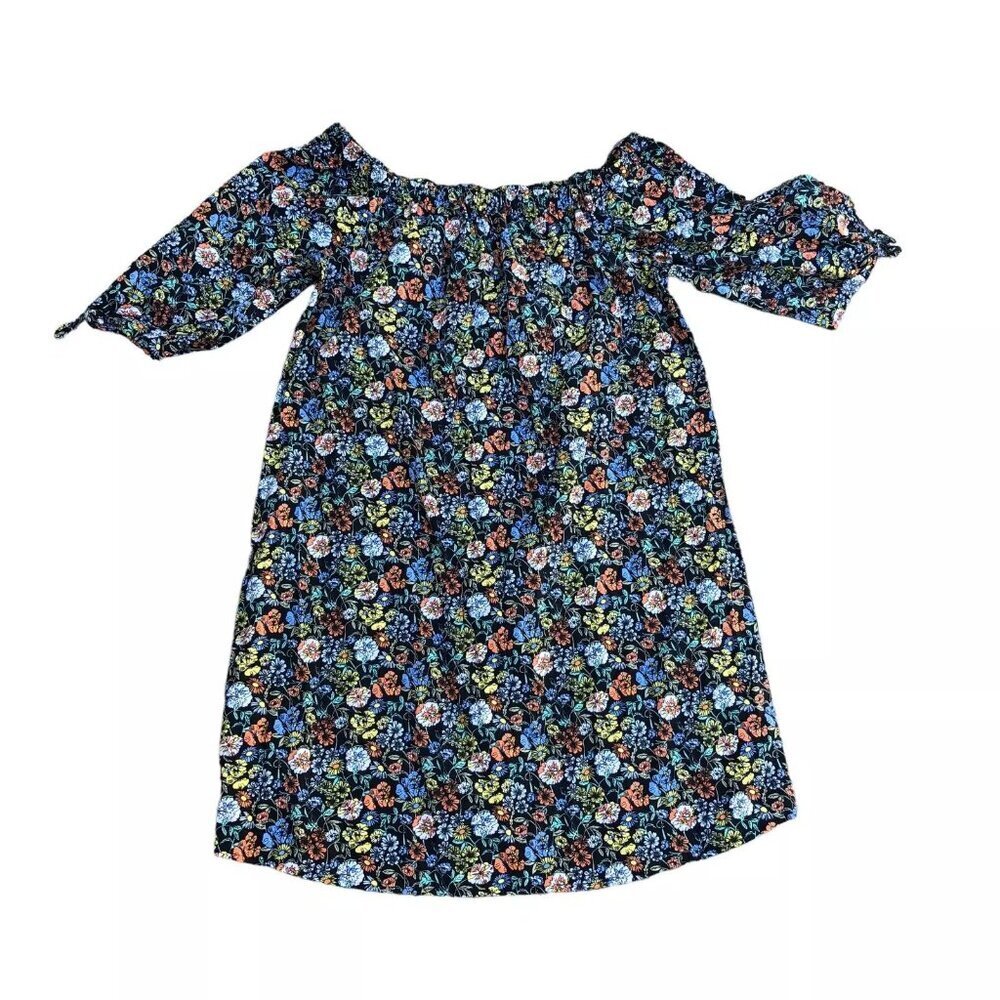 BOBEAU Boho Chic Floral Dress XL Short Sleeve Elastic Shoulder Womens​​